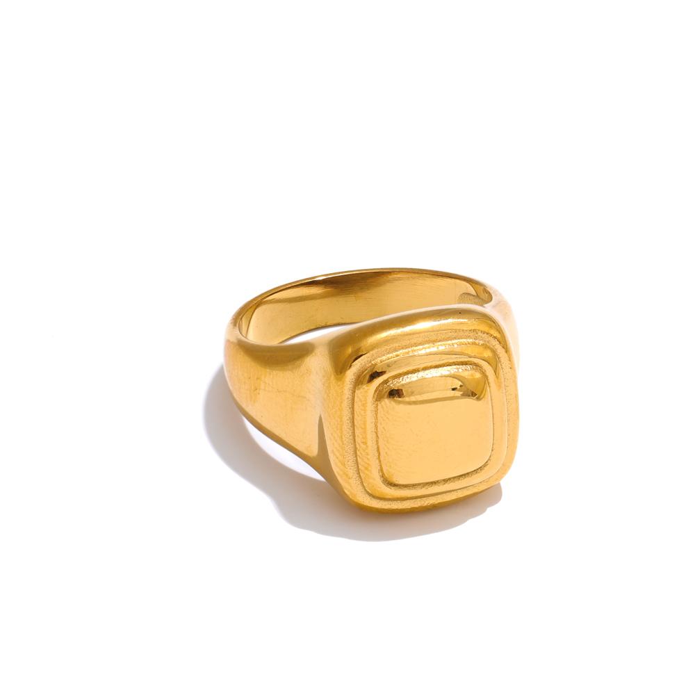 

Yhpup Size 7# High Quality Stainless Steel Metal Square Casting Ring 18K Gold PVD Plated Personalized Popular Jewelry New 6