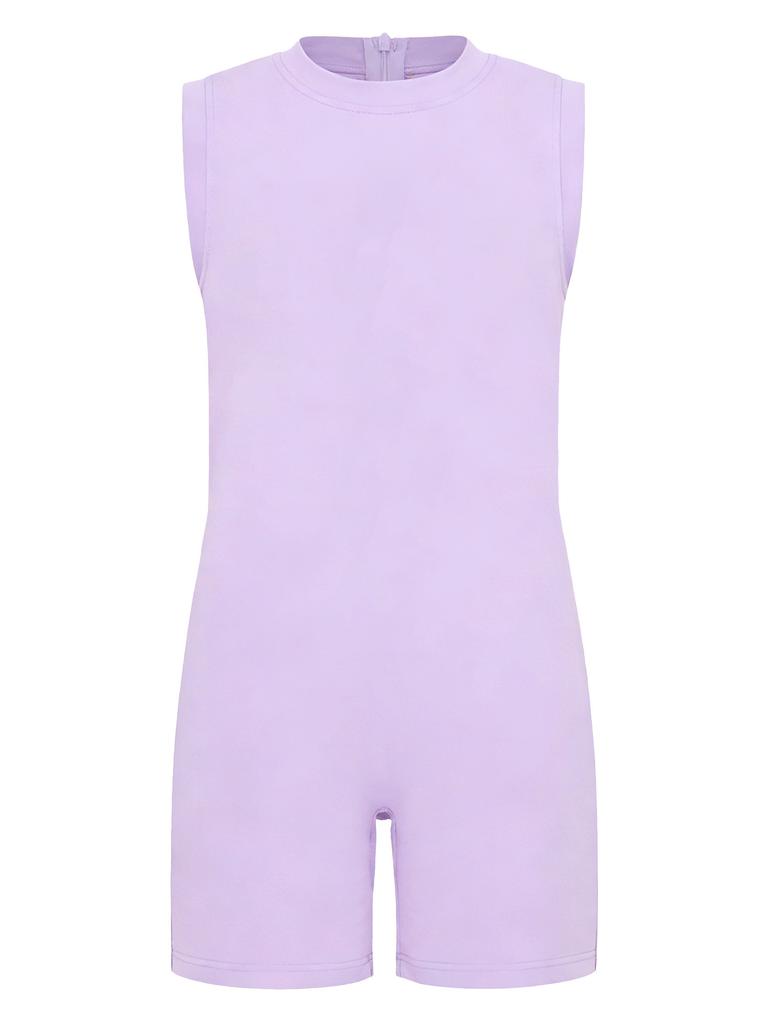 3Pcs Kids Special Needs Adaptive Jumpsuit Round Neck Sleeveless Back Invisible Zipper Solid Color for Easy Dressing Daily Care
