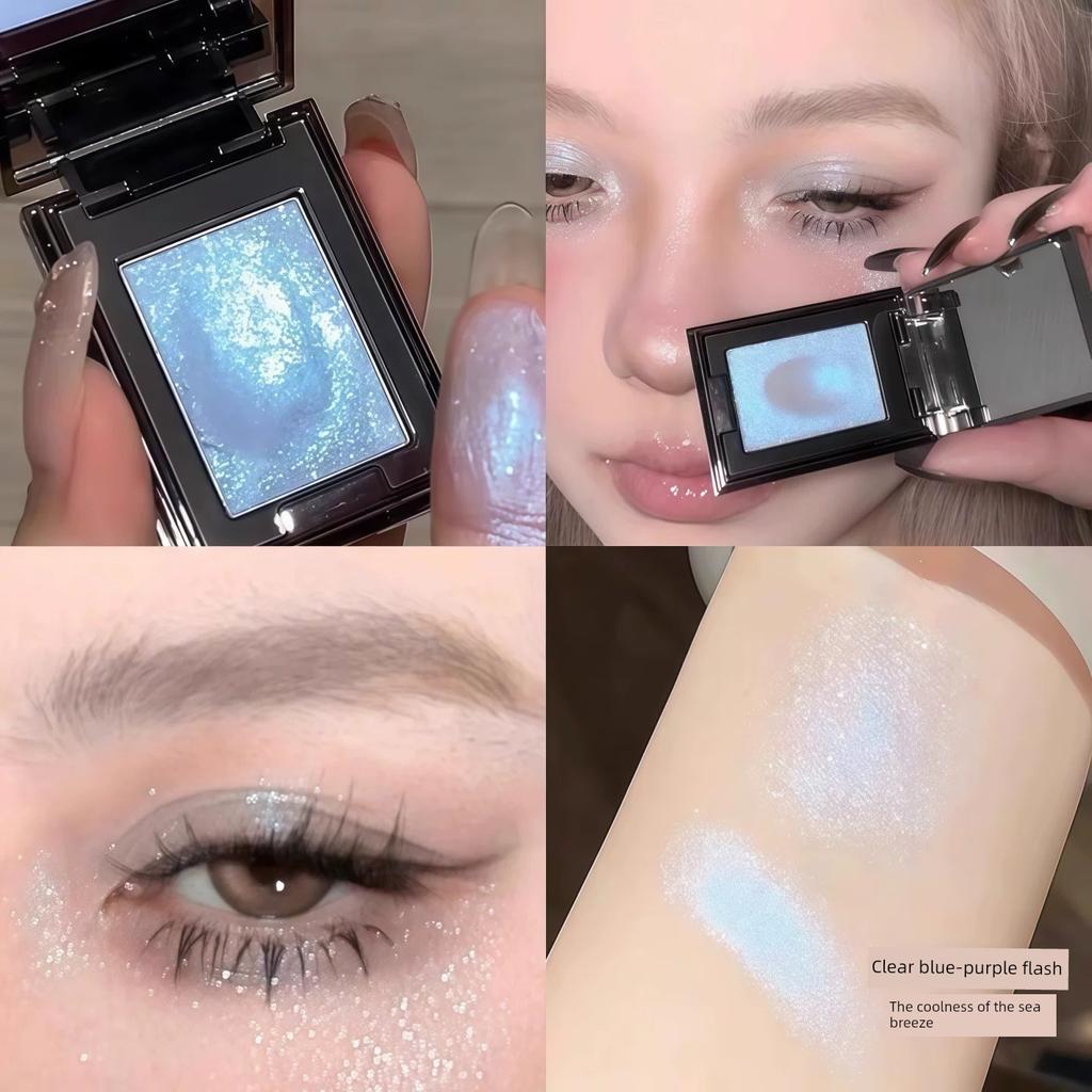Fairy Crystal Single Color Eyeshadow Low Saturation Gray Pink Rose Noble and Luxurious Pink with Fine Diamond Shimmer Smokey Look