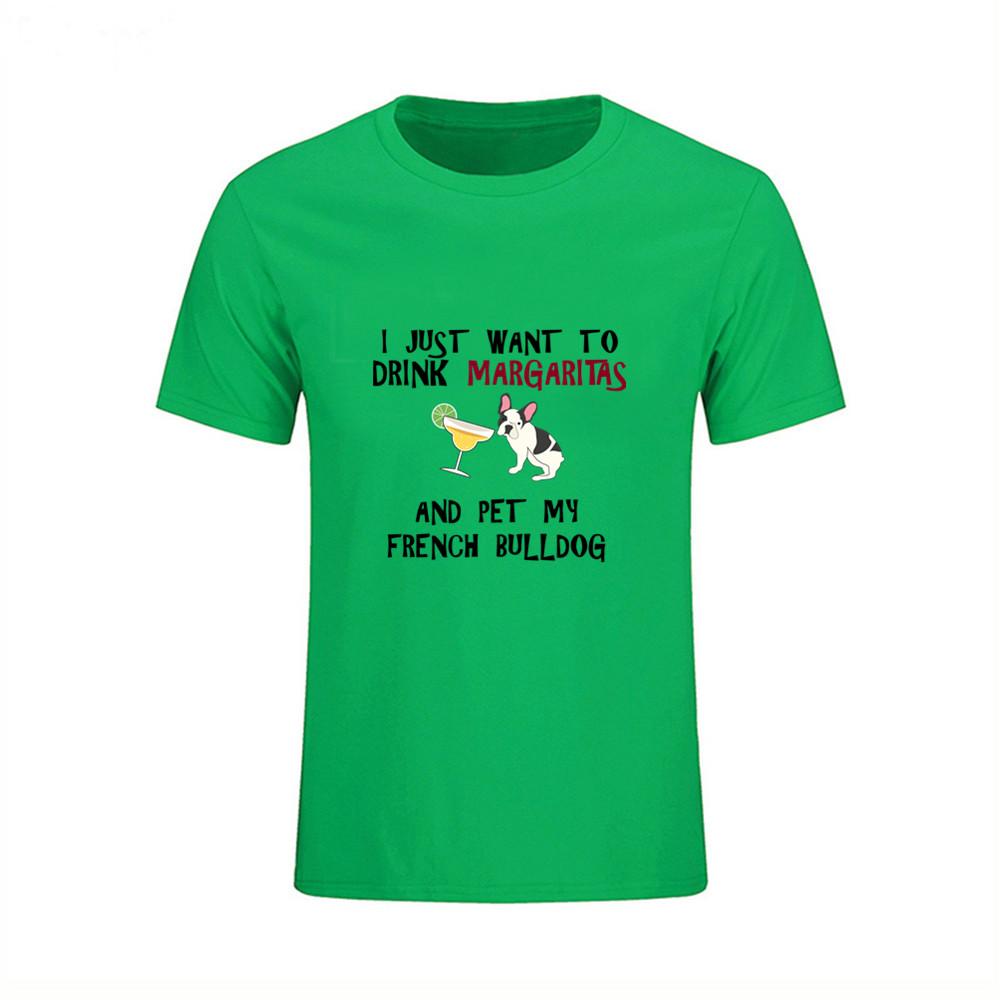 Design Tee Shirt I Just Want To Drink Margaritas And Pet My Bulldog Hippie 3D