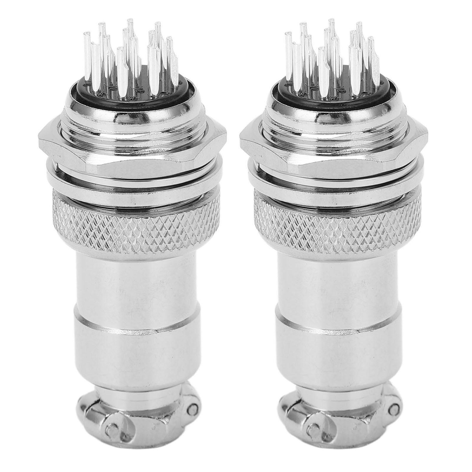 

2PCS 12 Pin Aviation Connectors Zinc Alloy Electrical Plug and Socket Set 20mm Opening 250V