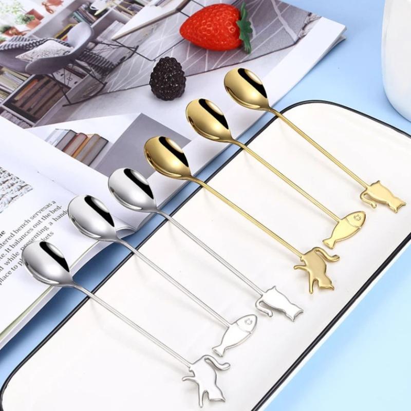 Chic and Fun Cat Shaped Spoon in 304 Stainless Steel for Dessert Delights