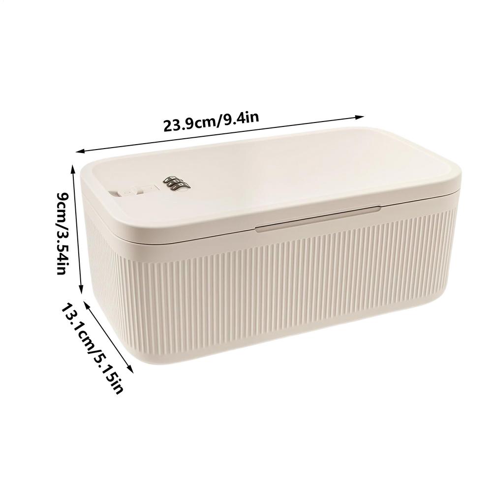 

Lockable Storage Box Medication Case with Combination Code Small Portable Stackable Medication Box for Train Travel Airplane бежевий
