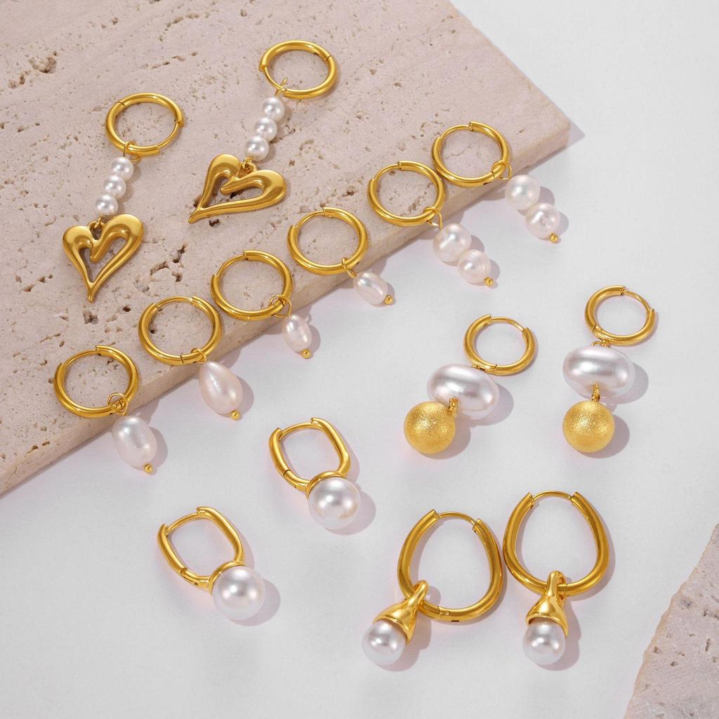 18k Gold-Plated Freshwater Pearl Tassel Earrings - Fashionable Titanium Steel Design