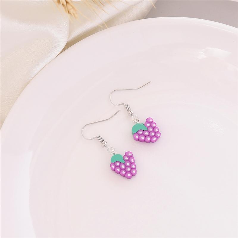 

Простые серьги-капли из резины с фруктами для женщин и девочек, милые женские маленькие серьги с виноградом питайя