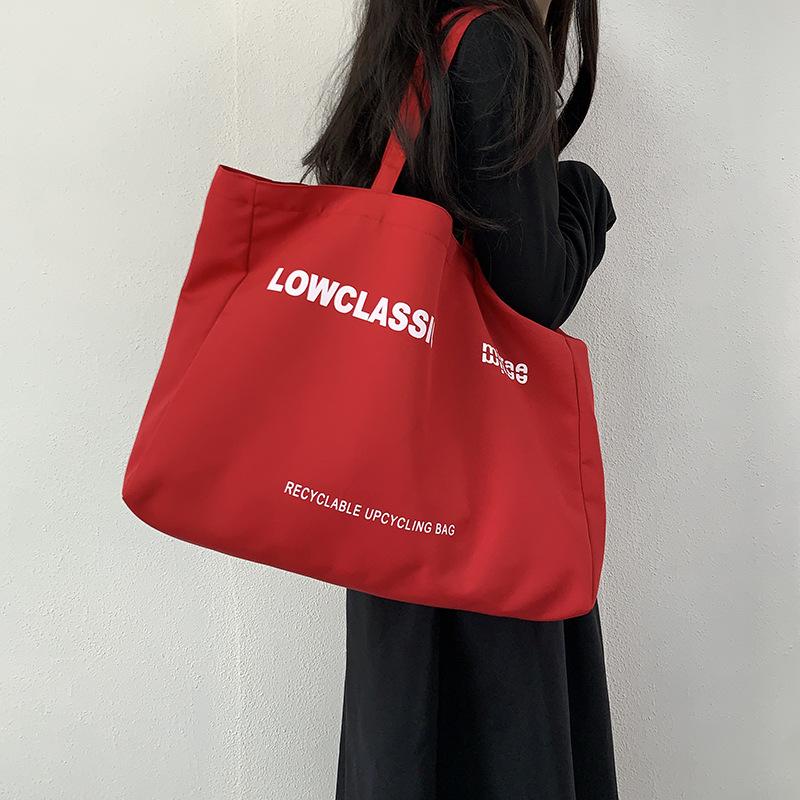 2025 New Solid Color Letter Print Large Capacity Shoulder Bag Tote Bag