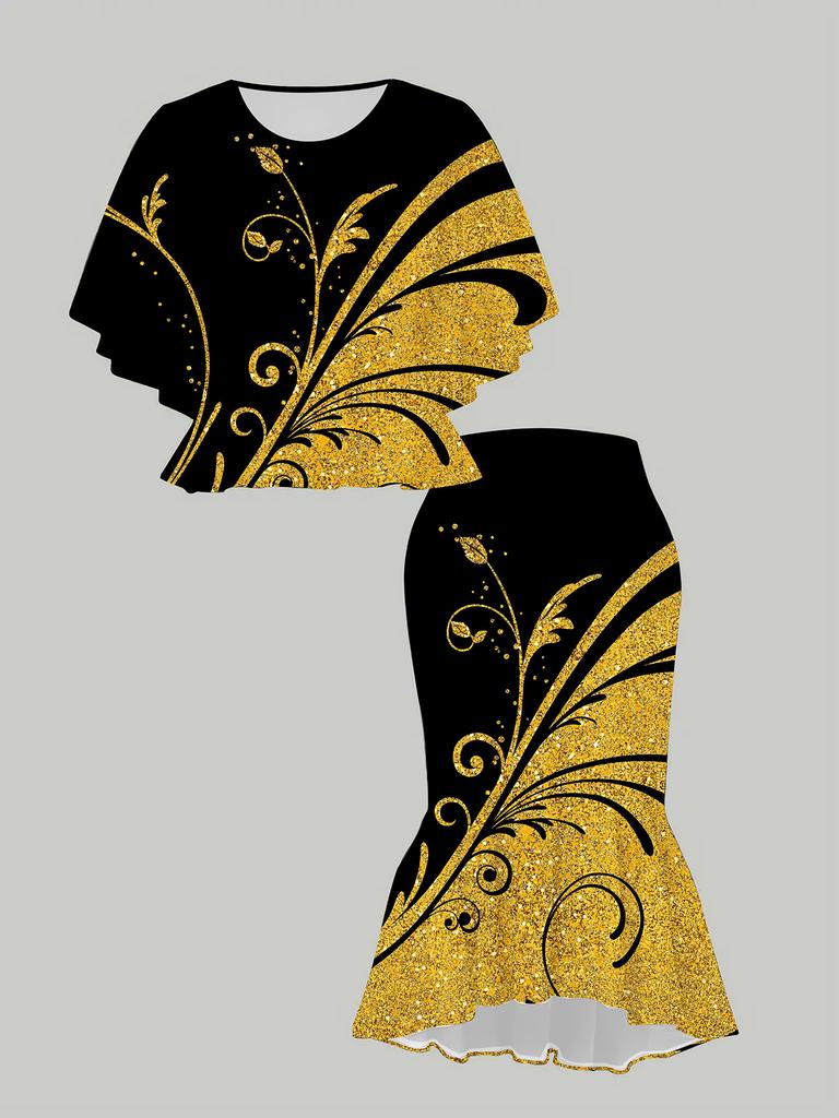 3D Printed Classical Totem Women's Print, Fashionable Large-sized, Elegant, Versatile for All Seasons. T-shirt, Skirt and Set