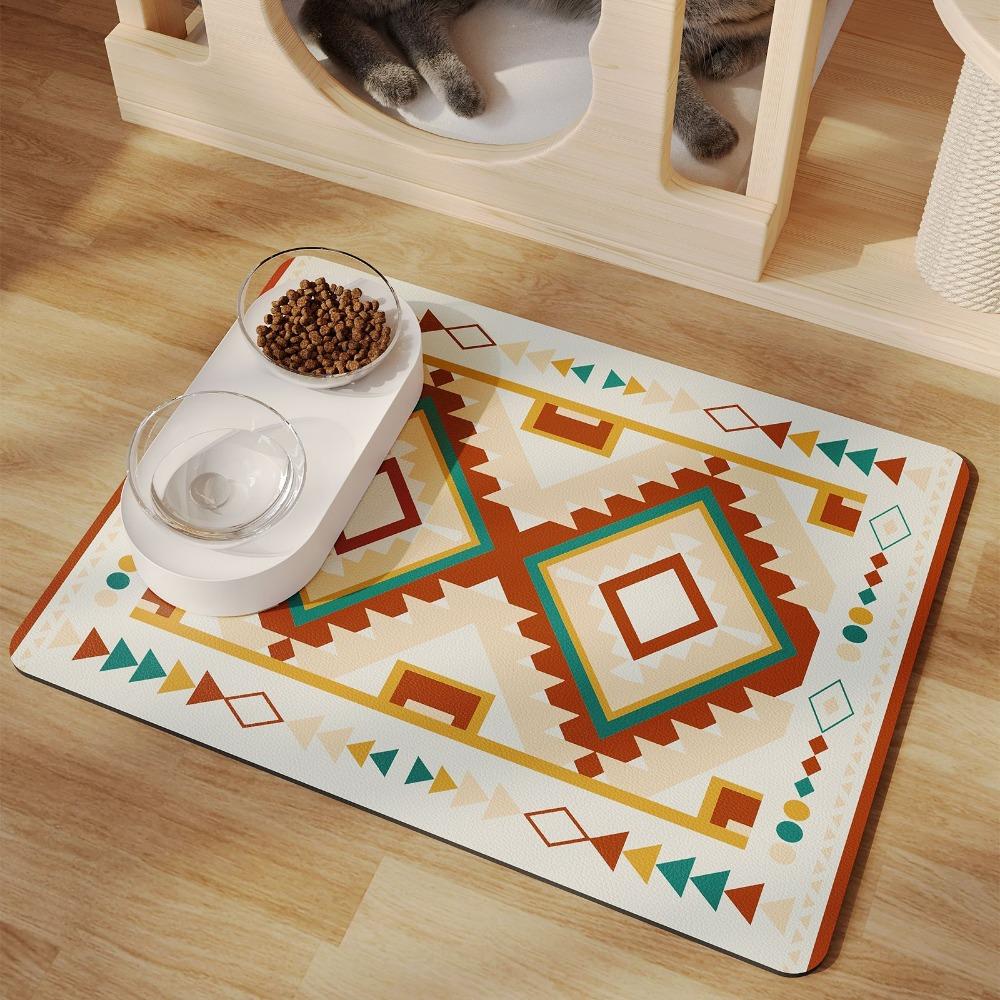 2pcs Pet Feeding Floor Mat Water-absorbing Cool and Non-slip Mat Special Wipe-free Pet Pad
