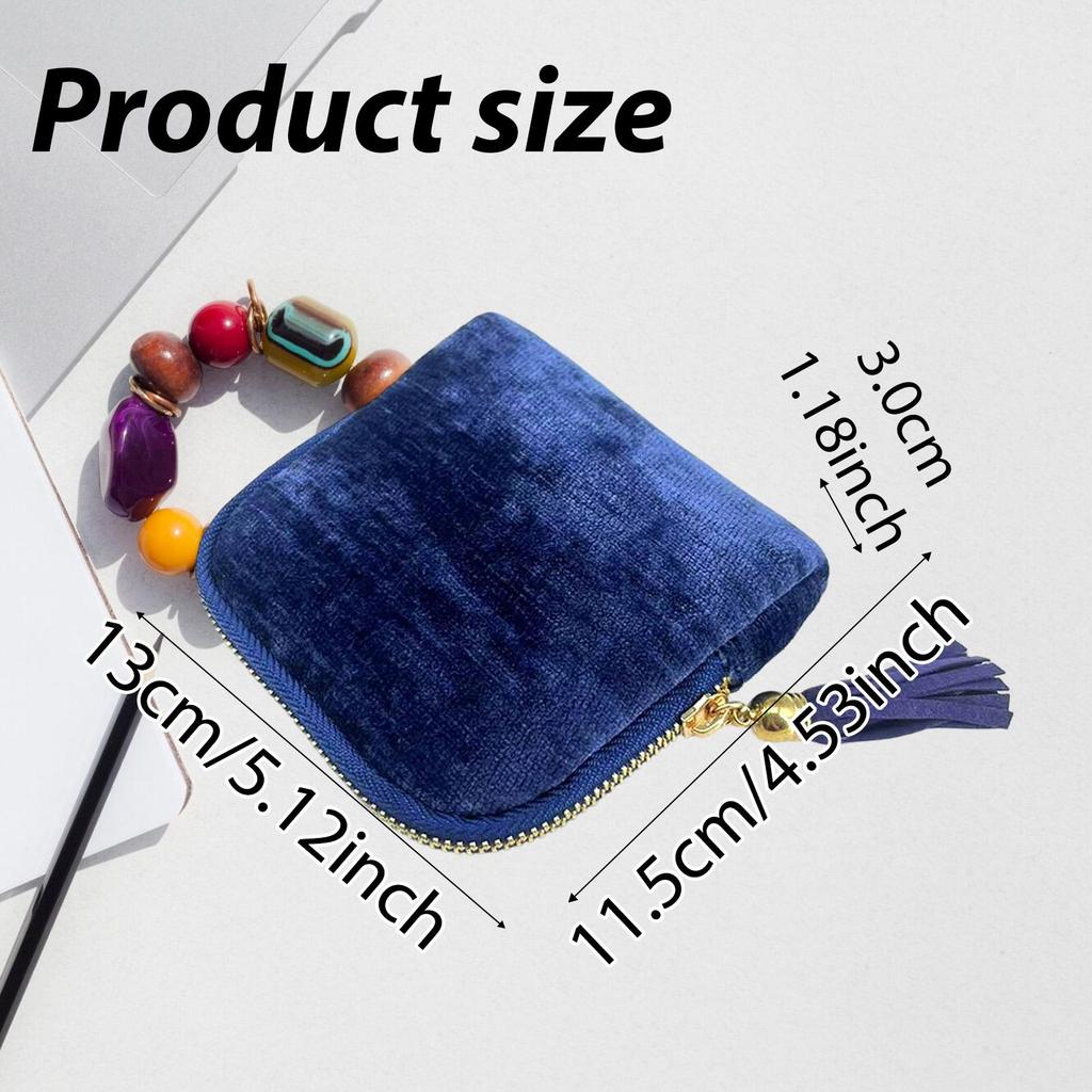 Case Organizer for Rings Bracelets Necklaces Earrings Velvet Chenille Tassel Zipper Storage Bag