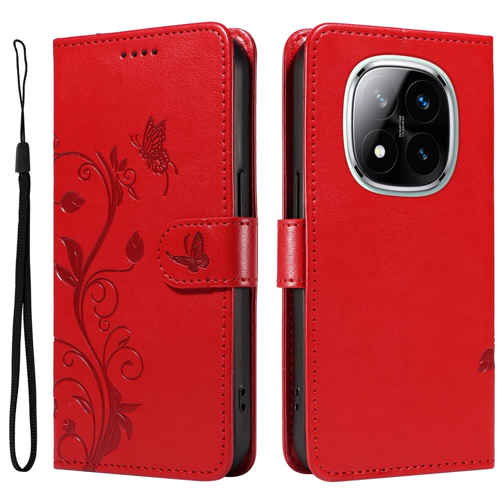 For Xiaomi Redmi Note 14 Pro+ 5G/Note 14 Pro 5G/Poco X7 5G PU Leather Cases Flower Pattern Wallet Stand Phone Cover with Strap