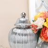 Home Decor Vase Ornaments TV Cabinet Ceramic Vase Silver Plated Gold Plated General Canned Jewelry Storage Jar Ceramic High Vase
