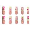 24Pcs Flower Design Fake Nails Resin Charming Reusable False Nails for Party and Daily Use