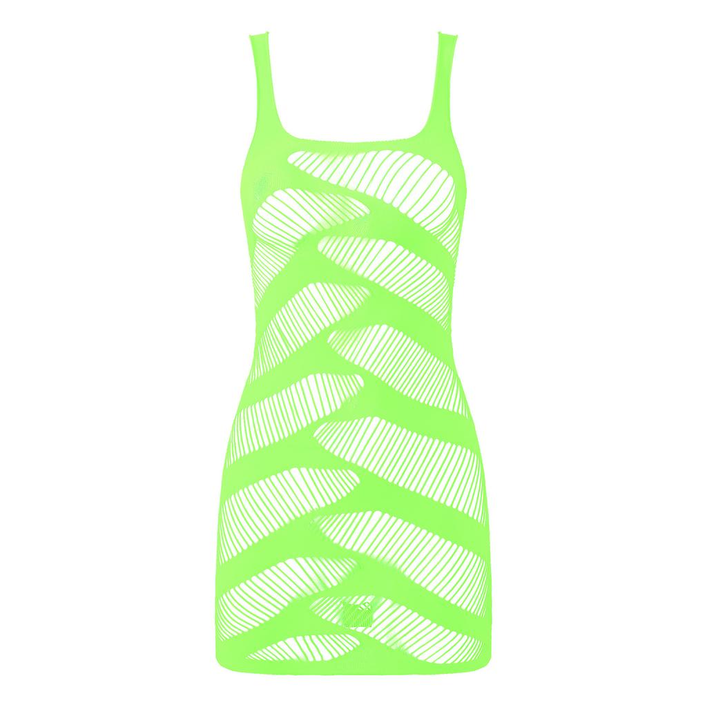 Womens Scoop Neck Bodycon Dress Wide Shoulder Strap Hollow Out Mini Design Lingerie Nightwear Dress