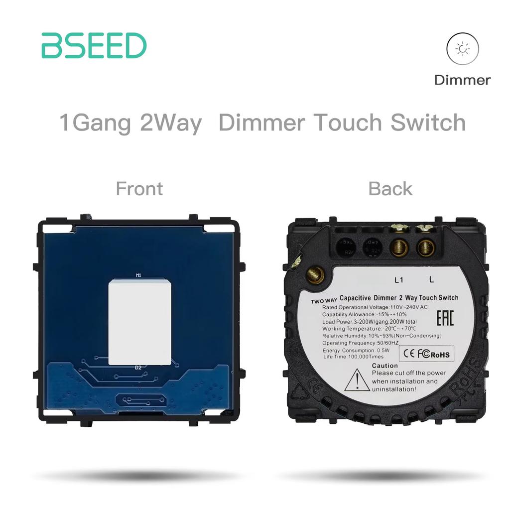 BSEED 1/2/3Gang Touch Light Switches Dimmers 1/2/3Way Function Parts Glass Front Panels EU Standard DIY Spare Parts Only Gray