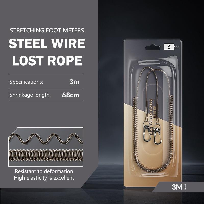 

Steel Wire Lost Hand Fishing Rope High Elasticity Automatic Telescopic Protective Rod Rope Large Material Protection Slip Rope 300cm