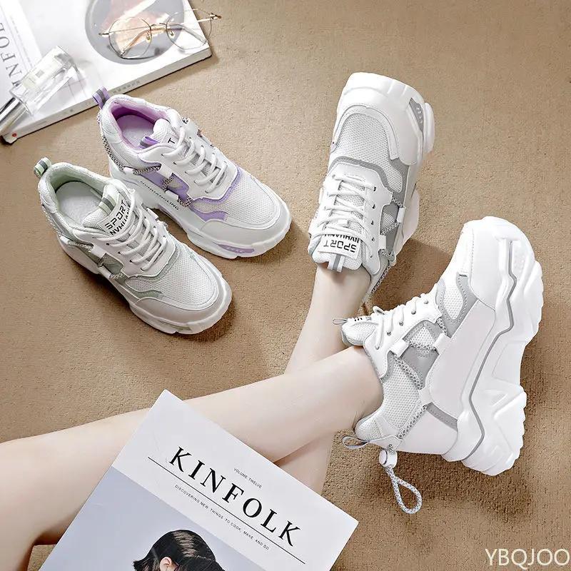 Chaussures pour femmes à semelles épaisses, augmentant la taille, à la mode, pour le printemps et l'automne, petite taille, polyvalentes, décontractées et confortables, style Dad Shoes