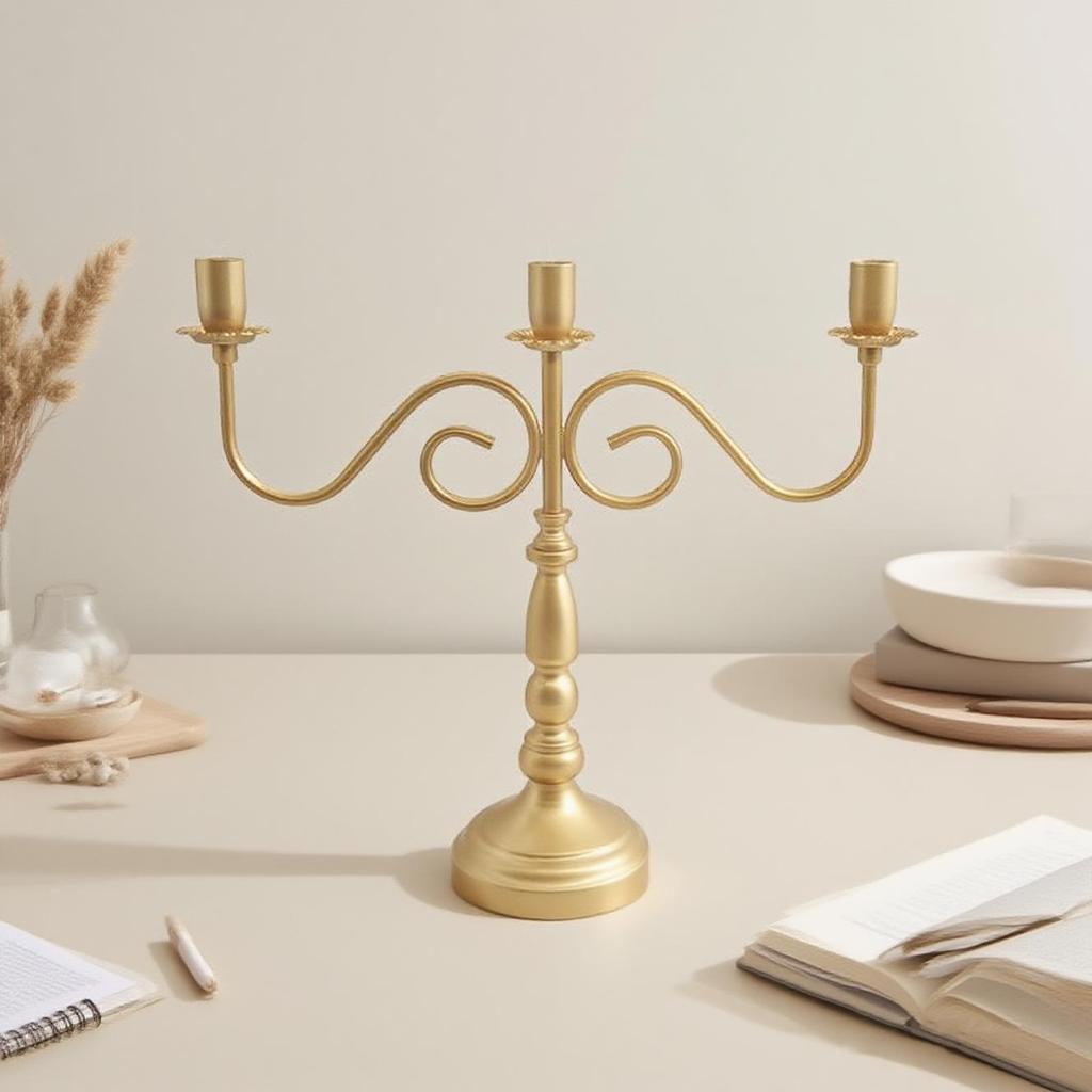 Vintage Europeisk Retro 3 & 5-armad Ljusstake Prydnad för Matsalsbord & Fotorekvisita