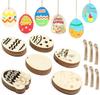 6pcs DIY Wooden Easter Egg Decoration Craft Happy Easter Hanging Pendant Ornament for Home Easter Party Kid Gifts