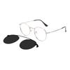 Stylish Men And Women Spectacle Metal Round Medium Size Glasses Frames With Polarized Magnetic Clip On For Prescription Lenses