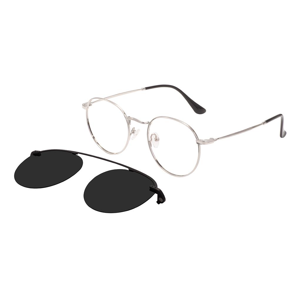 Stylish Men And Women Spectacle Metal Round Medium Size Glasses Frames With Polarized Magnetic Clip On For Prescription Lenses
