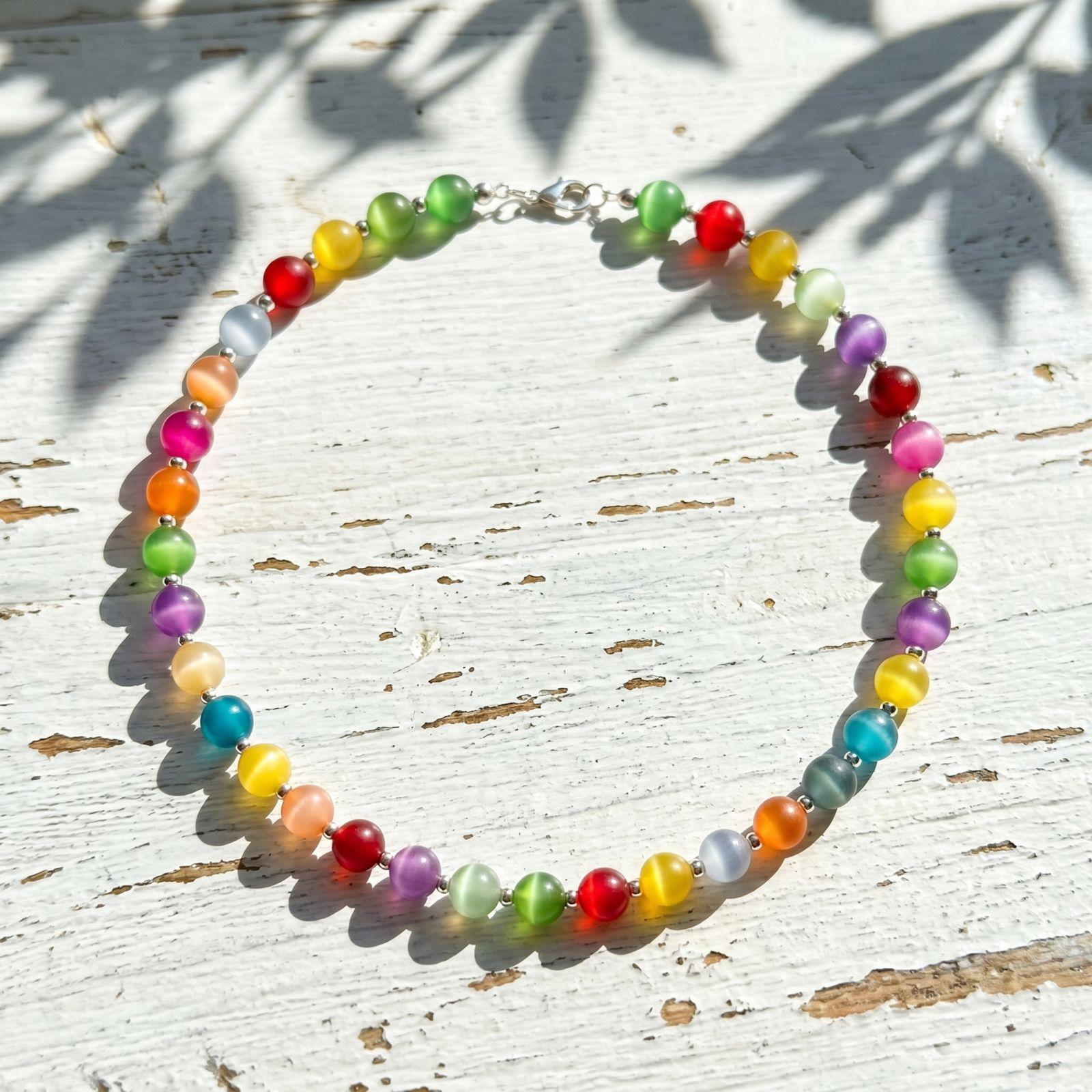 

Dopamine Beaded Necklace and Bracelet Set UV Reactive Waterproof Summer Jewelry Stackable Accessories for Women One Size белый