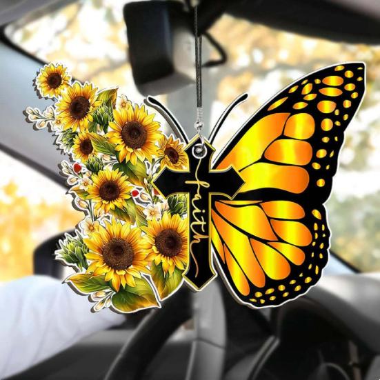 

Beautiful Butterfly Cross Exquisite Acrylic Shape Hanging Decor Realistic Hanging Pendant for Home