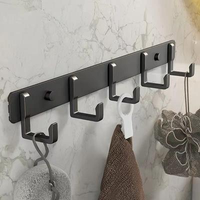 Wall Hanging Space Aluminum Row Hook Strong Adhesive Clothes Coat Hook  Living Room