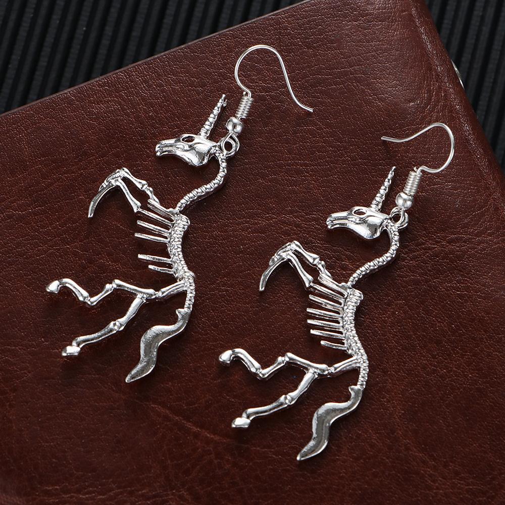 New Wedding Party Lady Women Gift Skeleton Drop Earrings Horse Pendant Novel Dangle Earrings