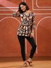 Black Floral Printed V Neck Cotton Top