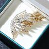 Elegant Gradient Crystal Half Butterfly Brooch - Gold Plated Pin for Men and Women.
