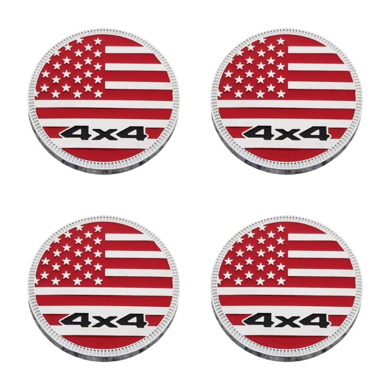 4pcs Metal Badge 3D Emblem Badge Sticker 4X4 Flag Car Trunk Emblem Decal Car Decorative Accessory Universal Sticker