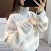 Vinter Turtleneck Genser Dame Pullover Løs Varm Bunnskjorte Dame