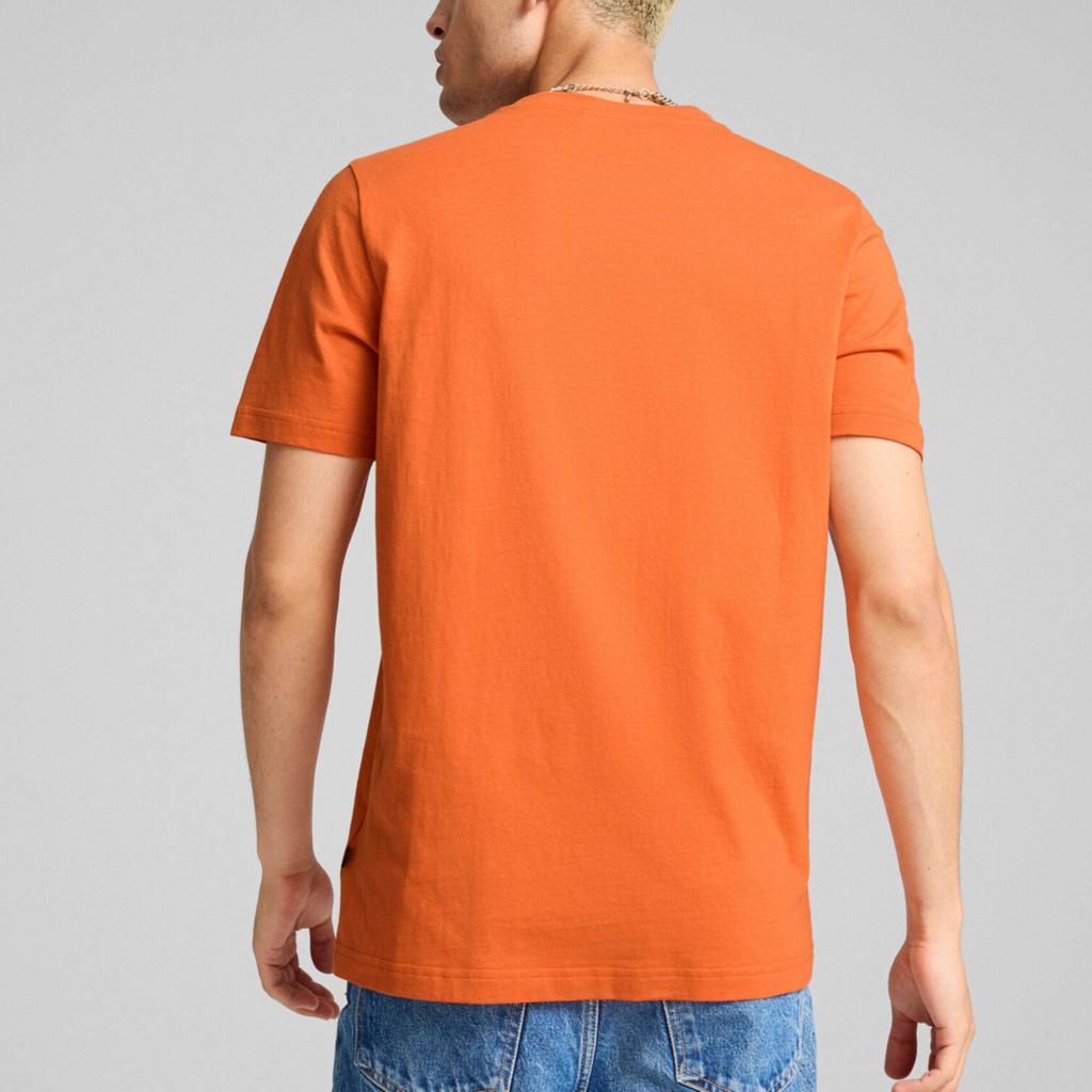 Puma Solid Color Logo Crew Neck Short Sleeve T-Shirt Men Tops Orange 675977-20