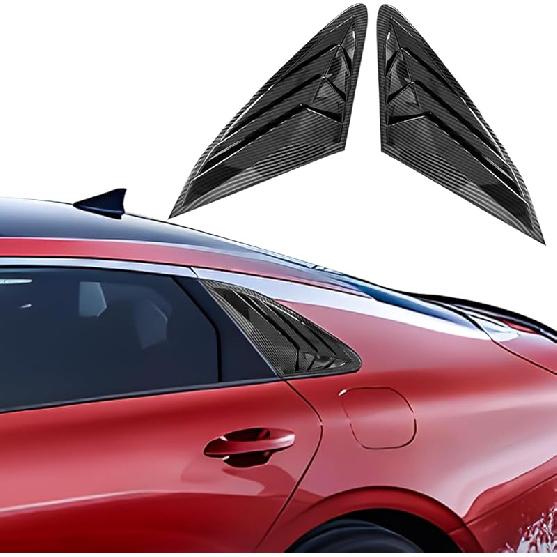 For KIA K5 2024 2023 2022 2021 Exterior Accessories Sporty Car Rear Side Window Louvers Air Vent Scoop Shades Cover Trim Blinds 2PCS(Bright Pitch