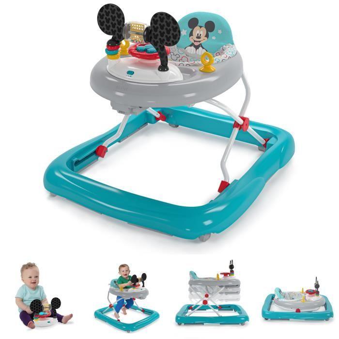DISNEY BABY - MICKEY - Trotteur bébé évolutif et pliable 2-en-1 Jouet d'éveil amovible intégré, cadeau bébé