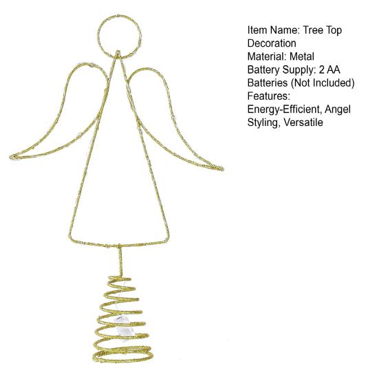Angel Christmas Tree Topper LED Warm Light Energy-Saving Wrought Iron Angel