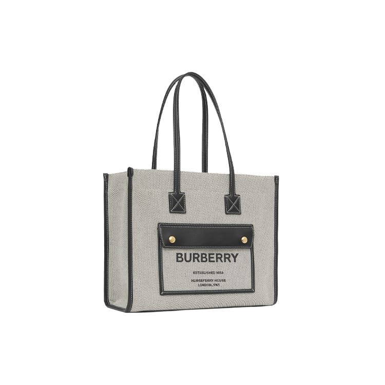 Burberry Canvas With Leather Tote Bag, Shopping Bag, Canvas Bag, Handbag, Shoulder Bag Small Women's Gray/Black 80441371