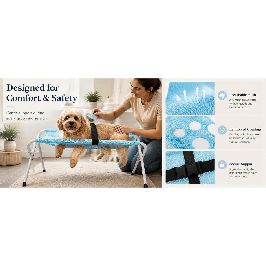 Dog Grooming Hammock Foldable Pet Paw Bathing Wash Hammock Stand for Dogs and Cats, Mesh Bath Support for Nail Trimming, Bathing