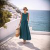 Summer New Women's Mediterranean Vacation Style Dress Women's Color Block Ruffled A-Line Dress