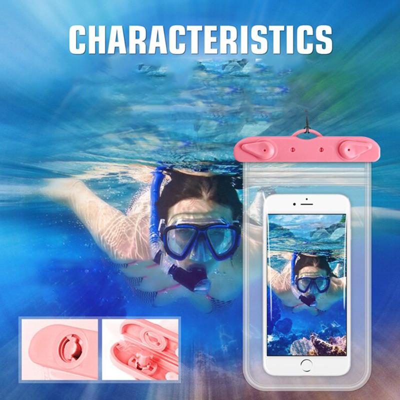 Universal Waterproof Phone Pouch Flexible Lightweight Dry Bag Sealed Case for Swimming Beach and Pool