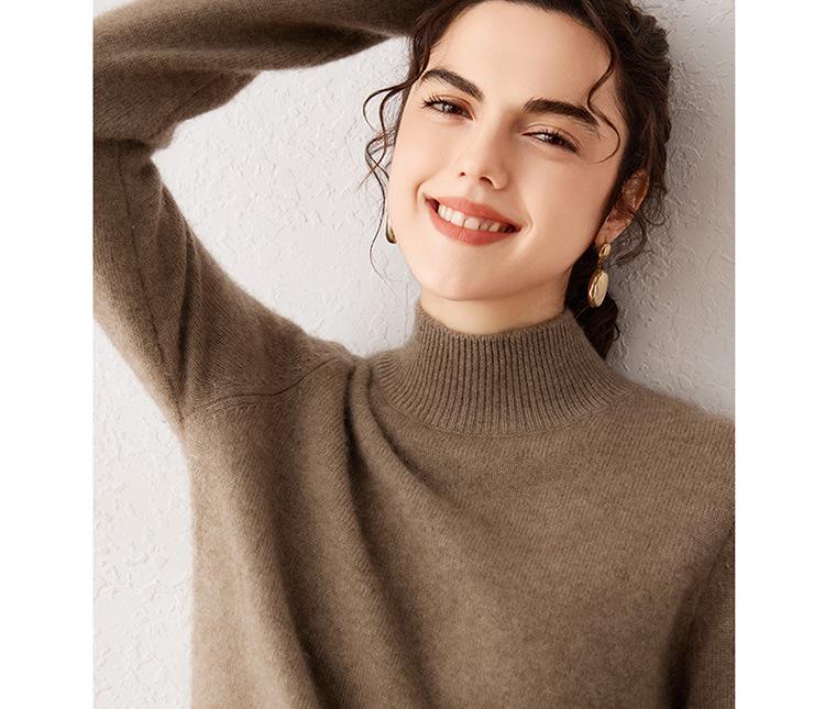 Women's Cashmere Knit Long Sleeve Base Layer Top - Warm, Loose, and Versatile for Autumn/Winter