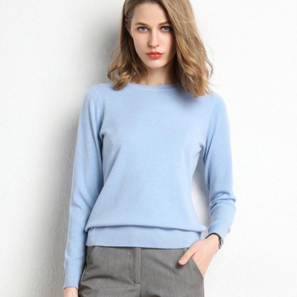 Herbst Winter Neues Rundhals Langarm Damen Stricktop Übergröße Pullover Pullover Unter- und Oberbekleidung Basisschicht