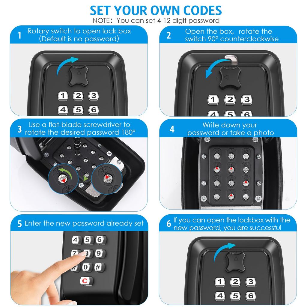 Security Key Box Wall Hanging Key Storage Box Padlock Lock Pocket Dial Lock Button Type Small Items Key Storage Key Management Key Storage Seal