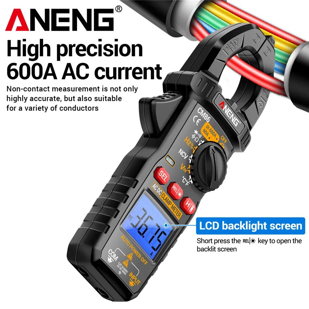 2026 Professional Multimeter Digital Clamp Meter 600A AC/DC Current Voltage Diode NCV Voltage Detection Electrician Tools ANENG CM86 & Digital Display