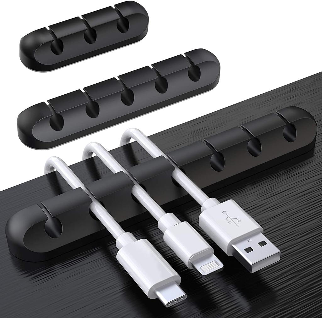 Cable fixing clips 3-Pack Cable management cable organiser clips Silicone self-adhesive Suitable for desktop USB charging cables