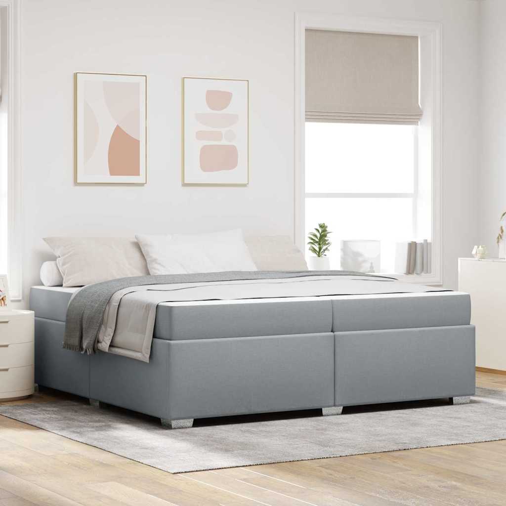 Bed Frame with Mattress Light Grey 200 x 200 cm Fabric