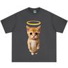 Angel Cat Funny Meme Cat TShirt Unisex Unisex Fashion Clothing TShirt Summer Shortsleeved Loose Casual Cotton Hiphop Tshirts