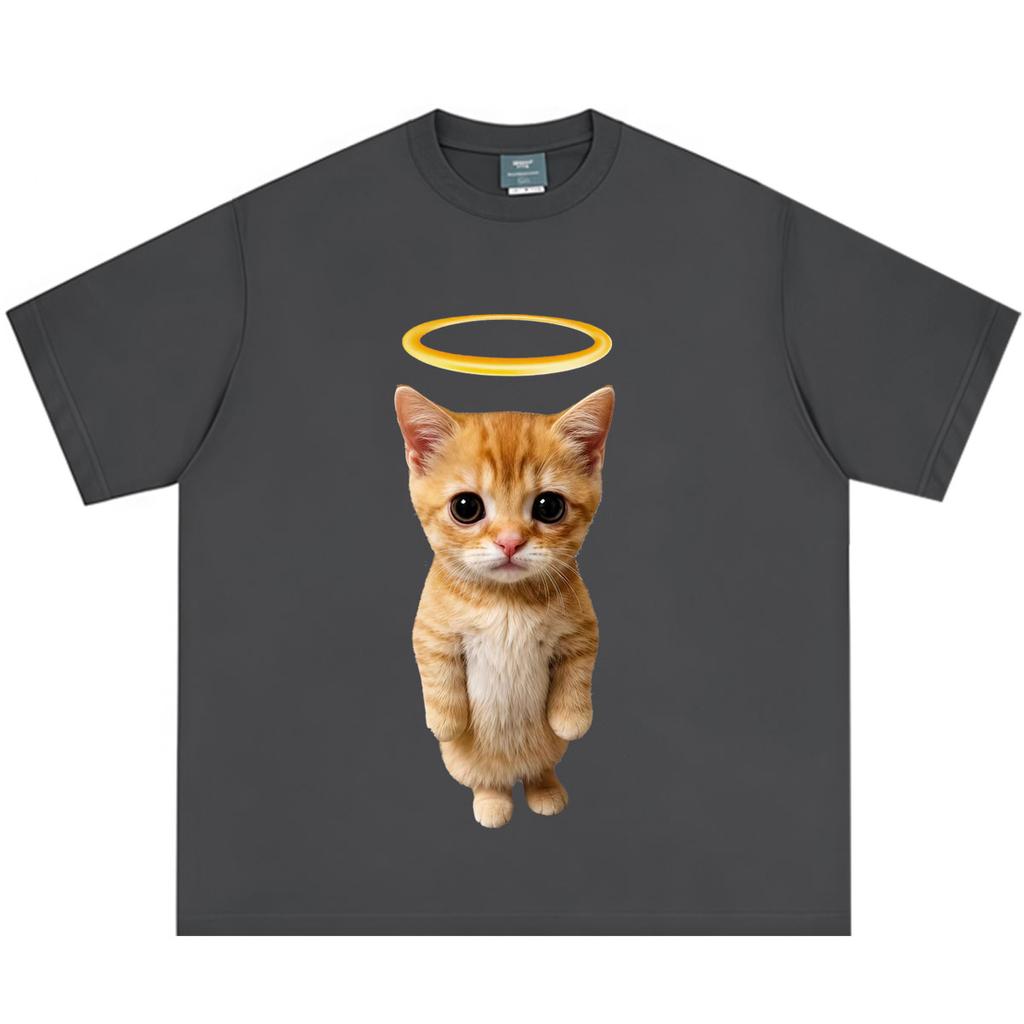 Angel Cat Funny Meme Cat TShirt Unisex Unisex Fashion Clothing TShirt Summer Shortsleeved Loose Casual Cotton Hiphop Tshirts