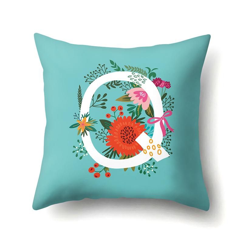 Polyester Pillowcase Flowers Fresh Home Decoration Print Pillowcase 26 English Letter Cushion Cover