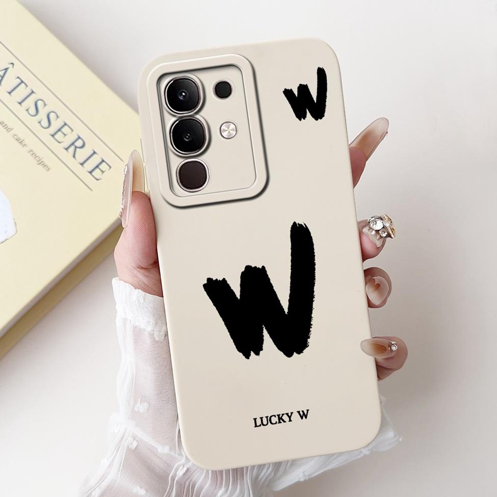 For Vivo Y29 4G V2434 Cover For Vivo Y29 4G Case Simple Fashion Letters A-Z Pattern Design Silicone Shockproof Bumper